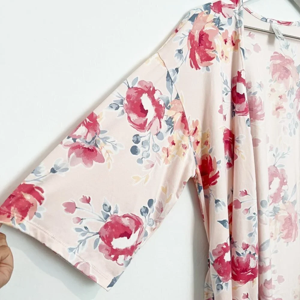 Flora Nikrooz Alisha Floral Short Wrap Tie Robe Loungewear Boho Bohemian Small
